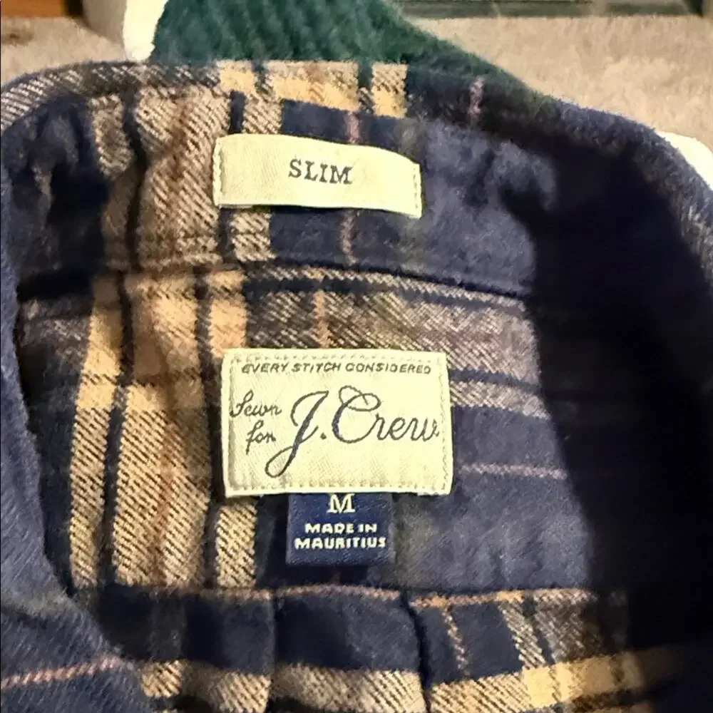 J. CREW Slim Fit Plaid flannel oversized 90s grunge gorpcore button shirt M